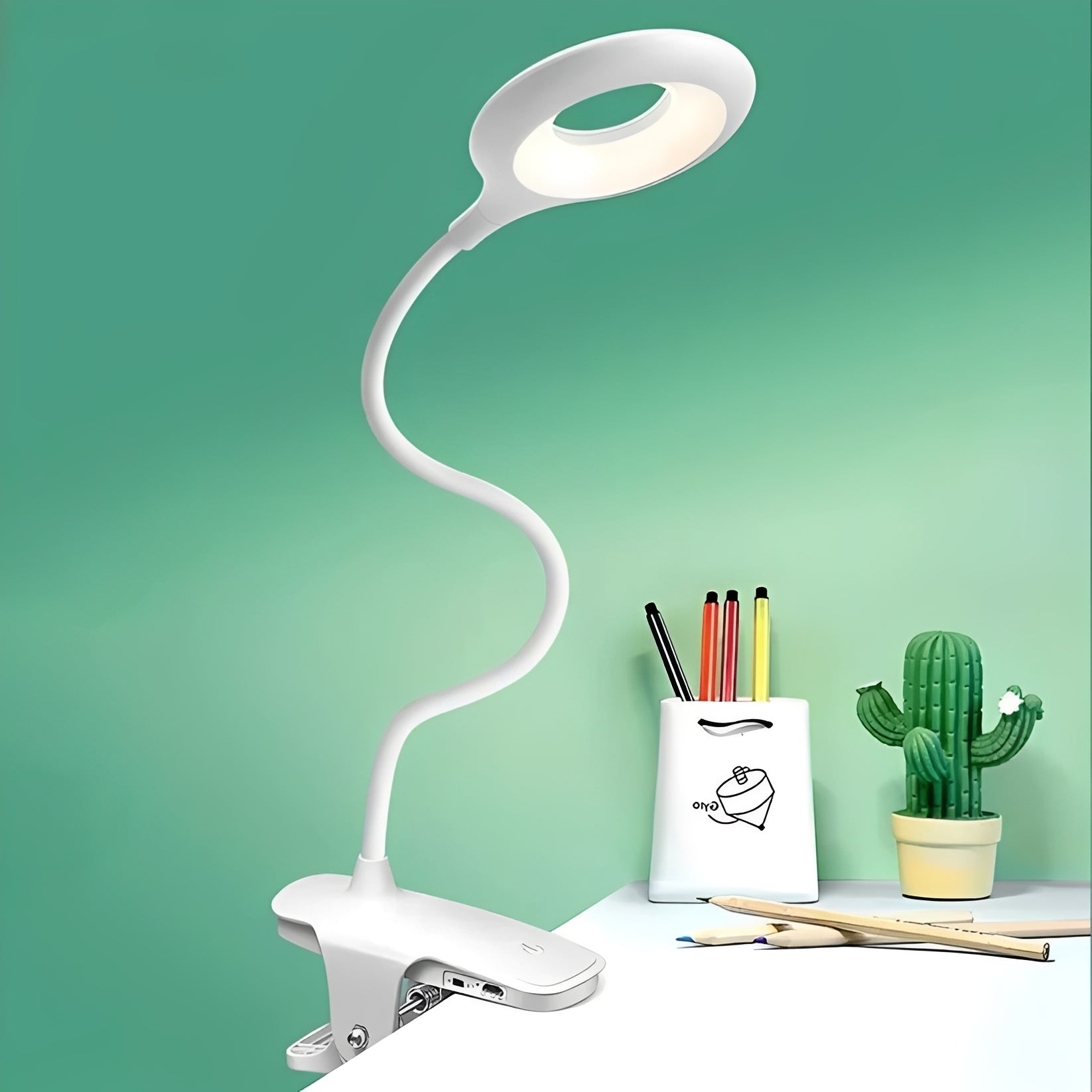 [Hometech] Clip-On Gooseneck LED Reading Light with Dimmable USB Rechargeable Design for Desk Use