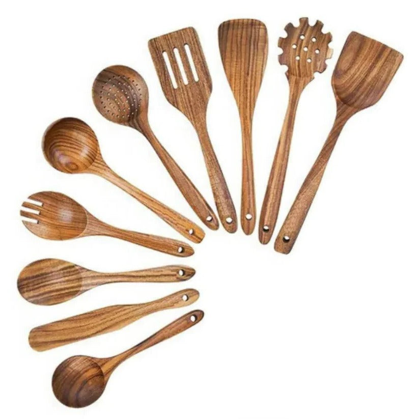 [Hometech] Natural Acacia Hardwood Cooking Utensil Set for Kitchen Use