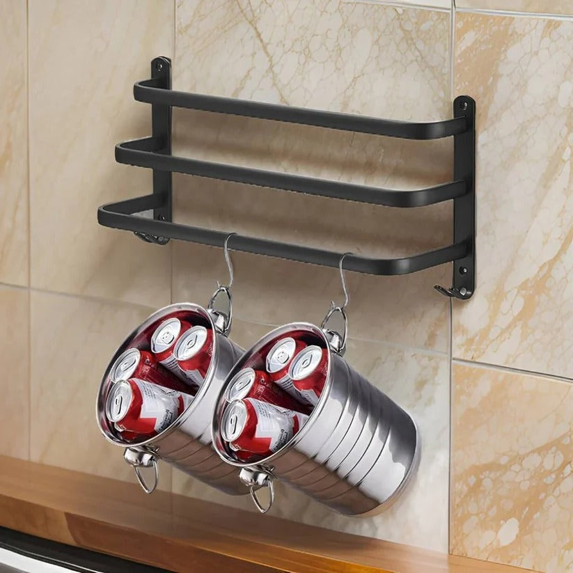 [Hometech] Layered Aluminum Wall Mounted Towel Rack for Bathroom Storage