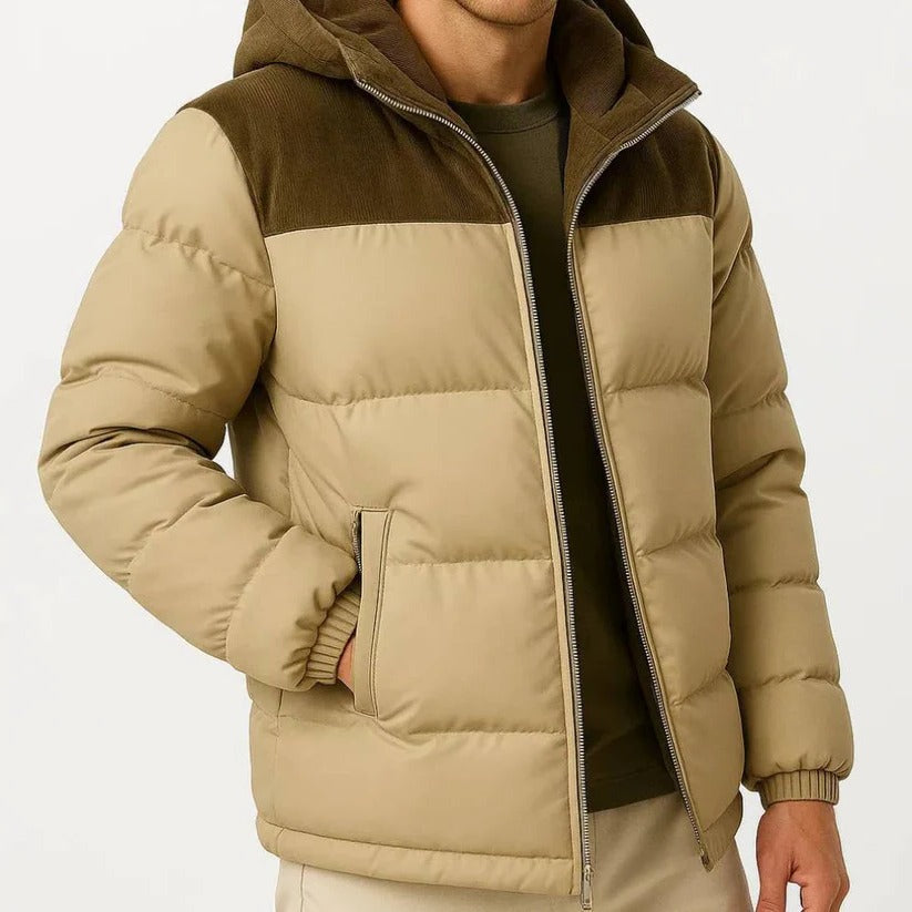 [Hometech] Men's Hooded Lightweight Puffer Jacket for Cold Weather
