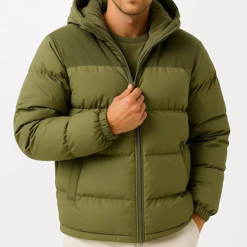 [Hometech] Men's Hooded Lightweight Puffer Jacket for Cold Weather