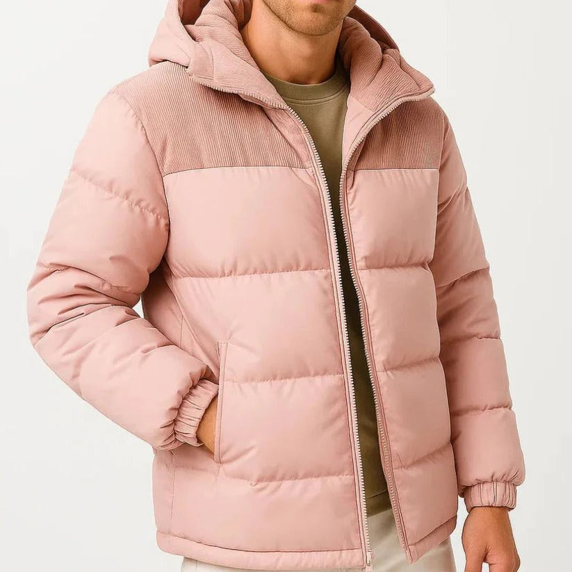 [Hometech] Men's Hooded Lightweight Puffer Jacket for Cold Weather