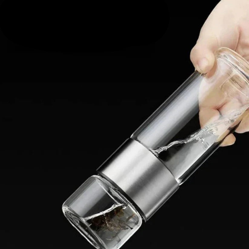 [Hometech] Portable Glass Water Bottle with Tea Filter and Insulated Sleeve