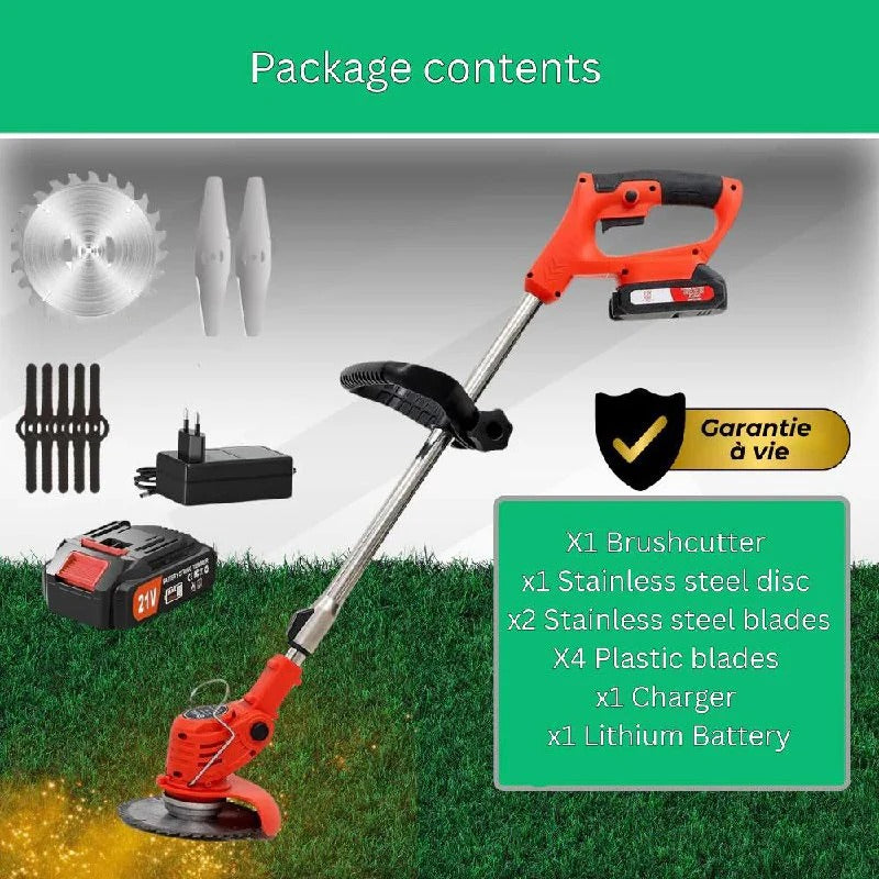 [Hometech] 850W Cordless Electric Brush Cutter with 21V Battery for Grass and Branch Clearing