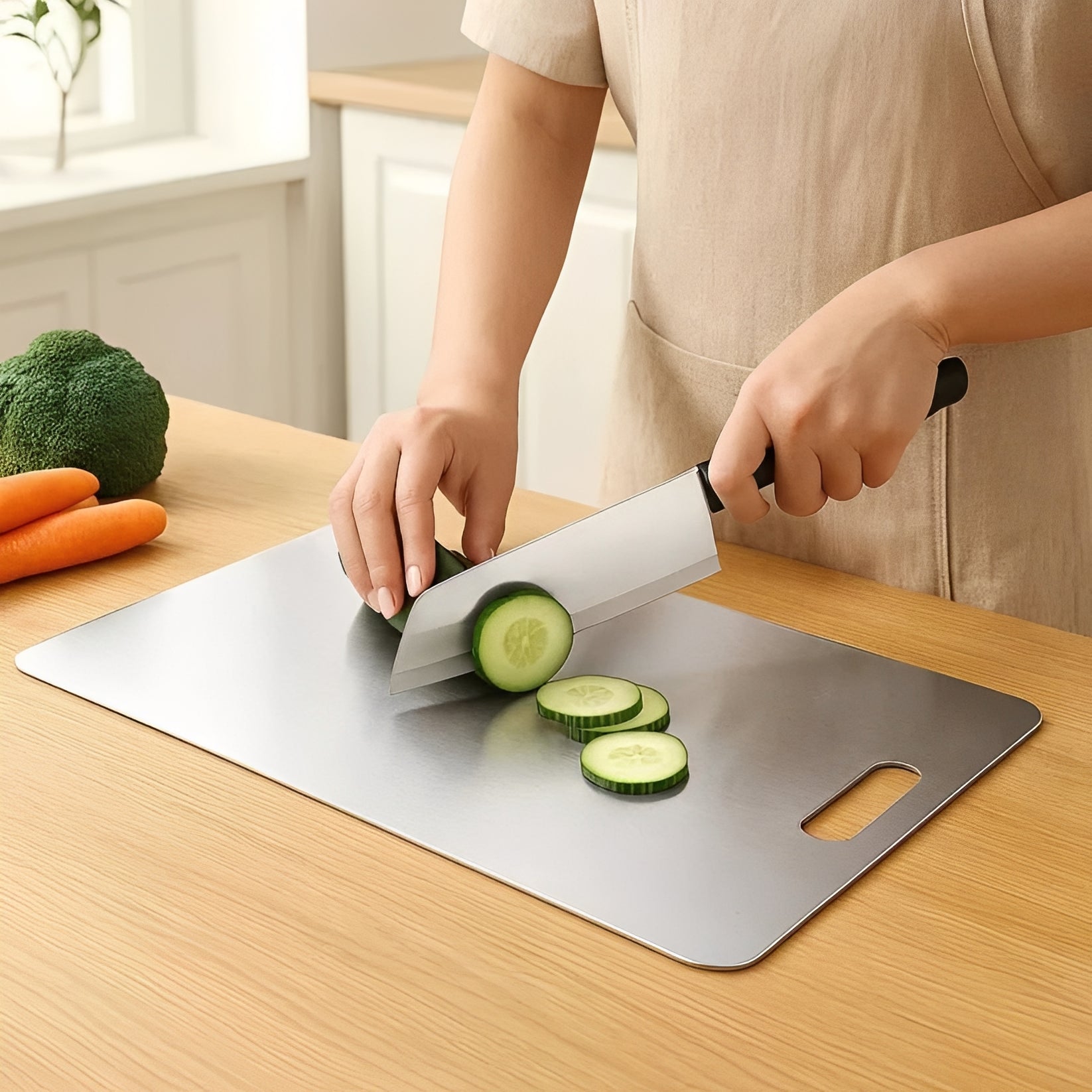 [Hometech] Stainless Steel Kitchen Cutting Board for Meat, Vegetables and Fruit