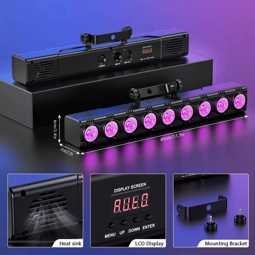 [Hometech] 36W RGBW LED Wash Light Bar, DMX DJ Stage Uplight with Remote for Parties