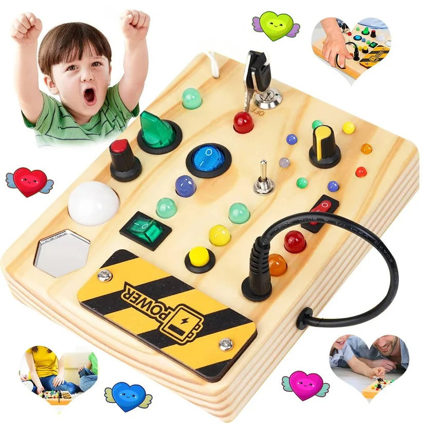 [Hometech] Montessori Wooden Switch Board with LED Lights for Toddlers