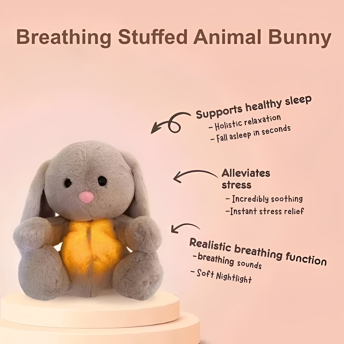 [Hometech] Stuffed Animal Bunny with Breathing Motion Feature