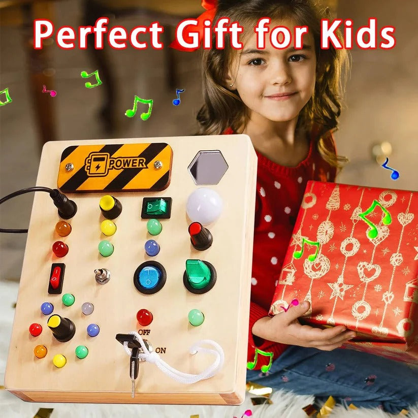 [Hometech] Montessori Wooden Switch Board with LED Lights for Toddlers