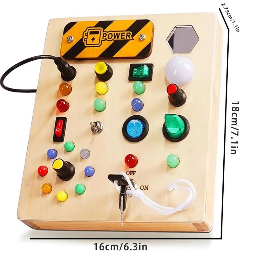 [Hometech] Montessori Wooden Switch Board with LED Lights for Toddlers