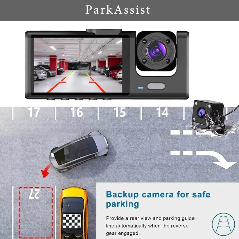 [Hometech] Dual Lens Dash Camera Front and Rear with 2 Inch Screen and Parking Monitor