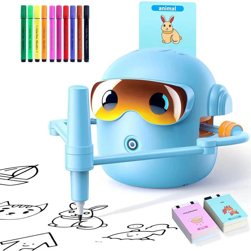 [Hometech] Kids Voice Guided Drawing Robot with 100 Art Cards and Markers