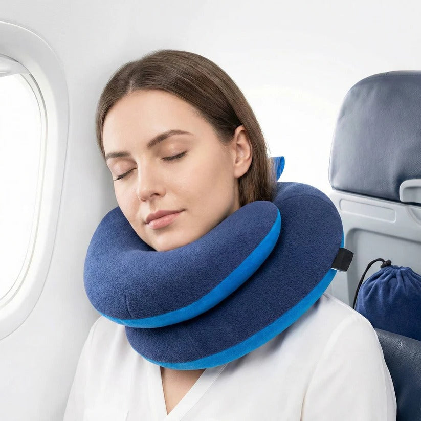 [Hometech] Adjustable Travel Neck Pillow with Reversible Microfleece Cover
