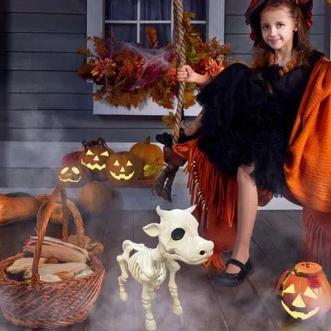 [Hometech] Spooky Halloween Cow and Horse Skeleton Decorative Prop