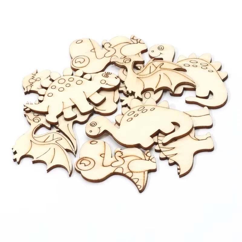 [Hometech] Wooden Dinosaur Craft Slices Set, 20 Piece for Scrapbooking and DIY Projects