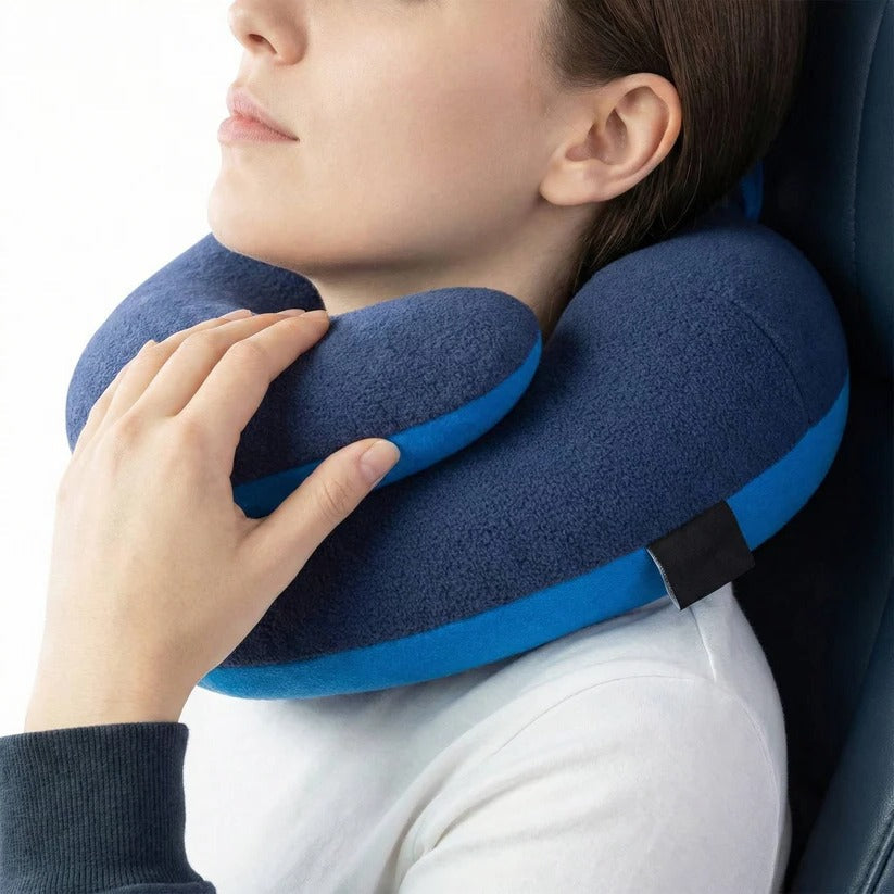 [Hometech] Adjustable Travel Neck Pillow with Reversible Microfleece Cover
