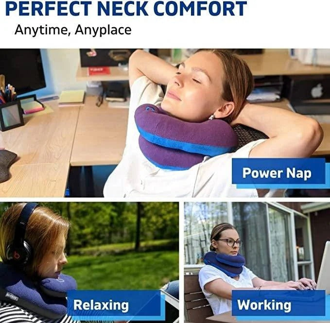[Hometech] Adjustable Travel Neck Pillow with Reversible Microfleece Cover