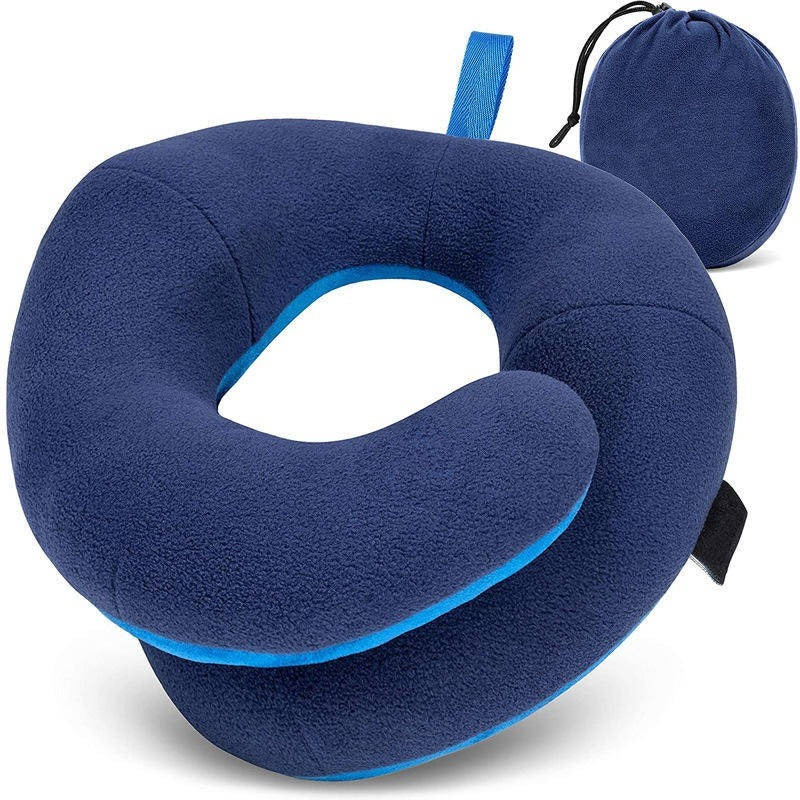 [Hometech] Adjustable Travel Neck Pillow with Reversible Microfleece Cover