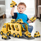 [Hometech] Construction Truck Toy Set with Carrier and Ramp, 5 Piece