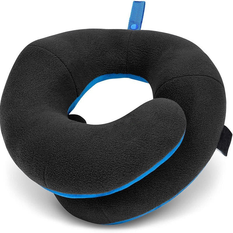 [Hometech] Adjustable Travel Neck Pillow with Reversible Microfleece Cover