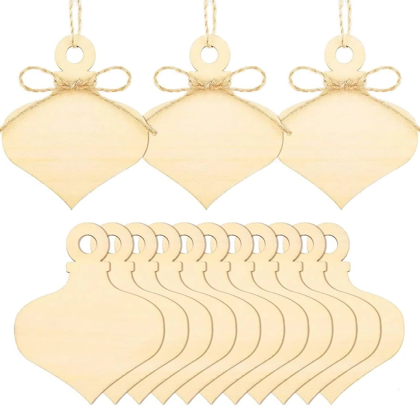 [Hometech] Unfinished Wooden Ornament Blanks for DIY Crafts, 10 Piece Set