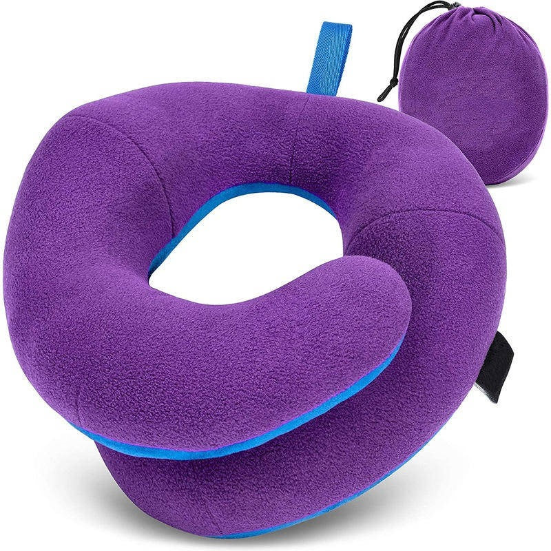 [Hometech] Adjustable Travel Neck Pillow with Reversible Microfleece Cover
