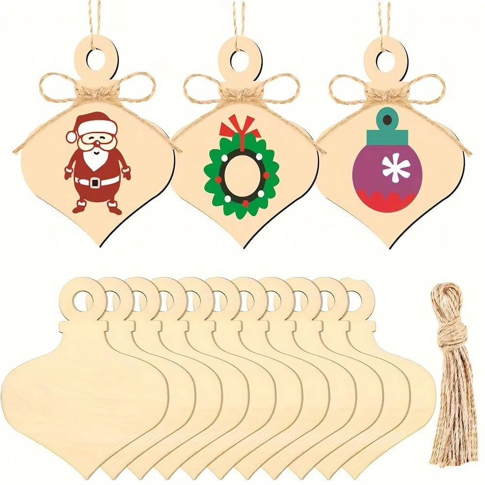 [Hometech] Unfinished Wooden Ornament Blanks for DIY Crafts, 10 Piece Set