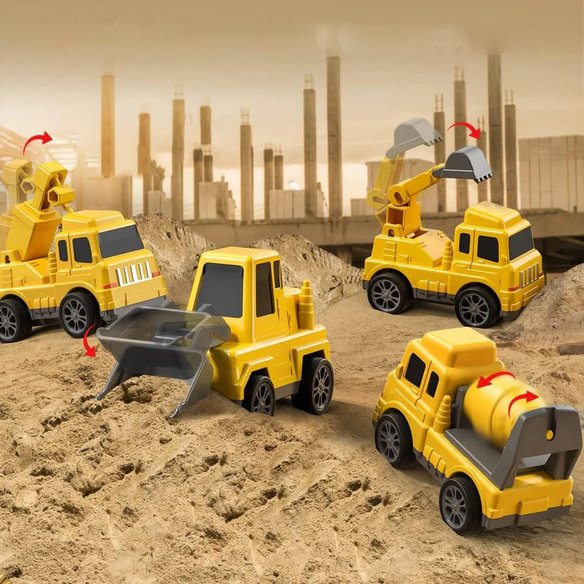 [Hometech] Construction Truck Toy Set with Carrier and Ramp, 5 Piece