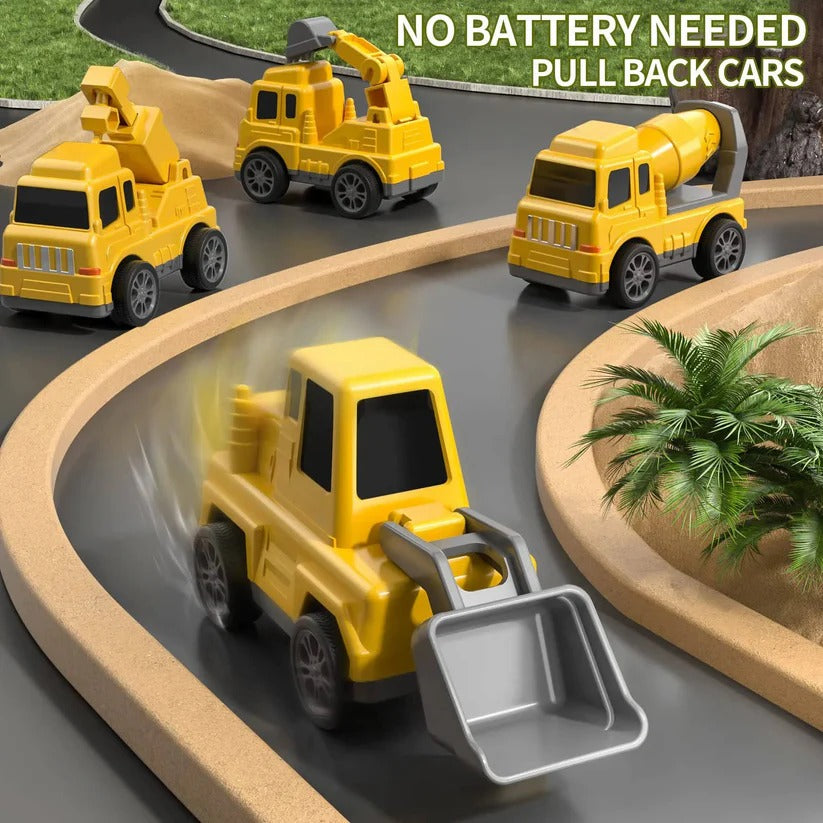 [Hometech] Construction Truck Toy Set with Carrier and Ramp, 5 Piece