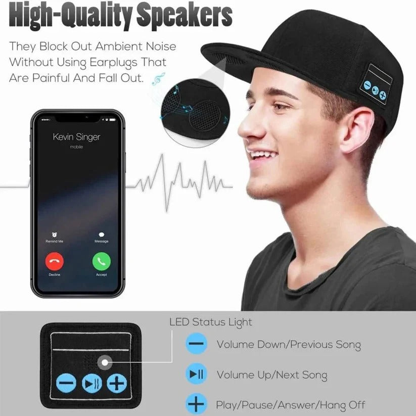 [Hometech] Bluetooth Speaker Baseball Cap with Open Ear Audio and Mic