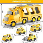 [Hometech] Construction Truck Toy Set with Carrier and Ramp, 5 Piece