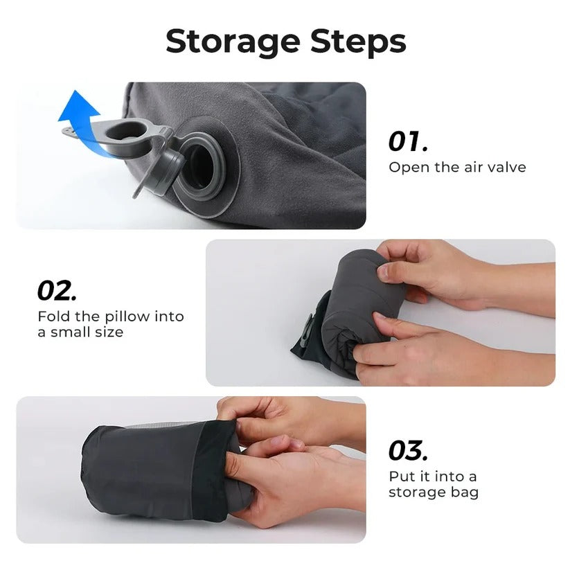 [Hometech] Portable Inflatable Camp Pillow with Dual Valve and Washable Cover