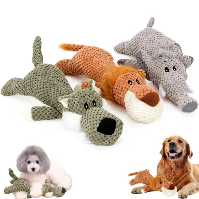 [Hometech] Plush Dog Toy with Built In Squeaker for Indoor Play and Fetch