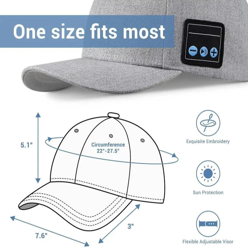 [Hometech] Bluetooth Speaker Baseball Cap with Open Ear Audio and Mic