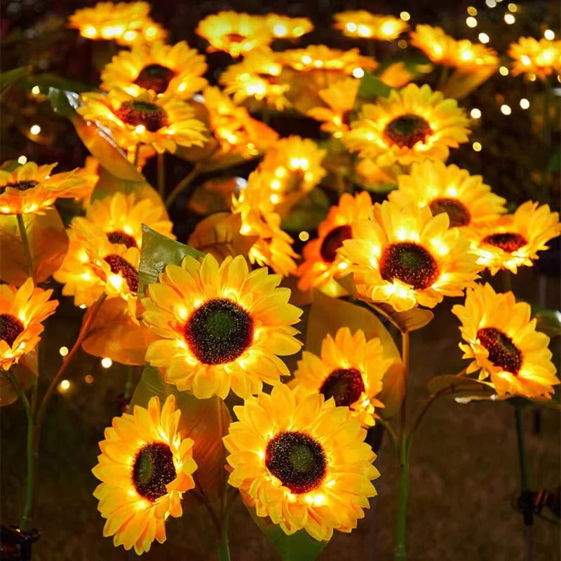 [Hometech] LED Sunflower Stake Lights with Solar Power for Garden Paths
