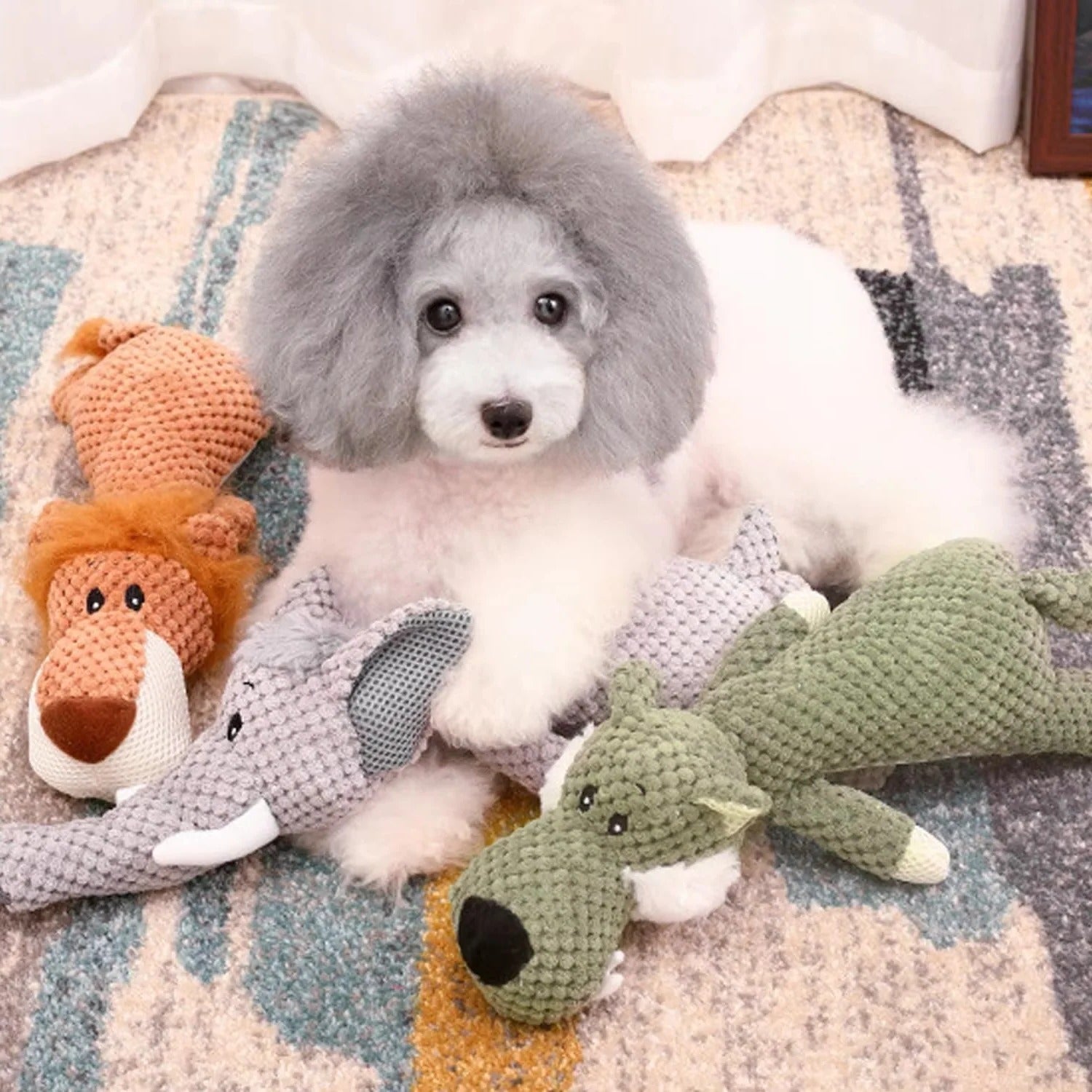 [Hometech] Plush Dog Toy with Built In Squeaker for Indoor Play and Fetch