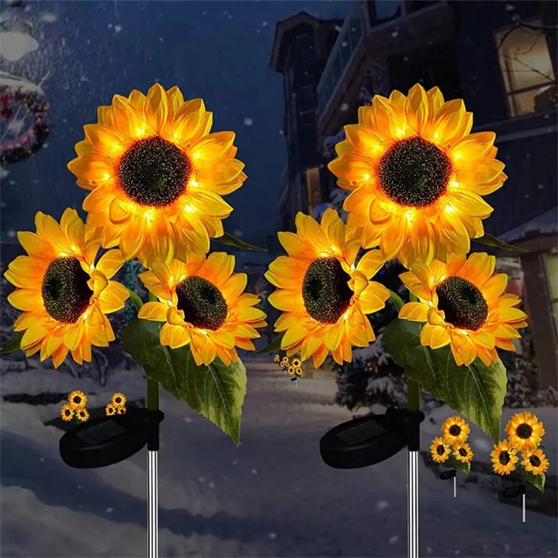 [Hometech] LED Sunflower Stake Lights with Solar Power for Garden Paths