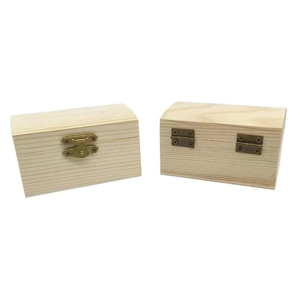 [Hometech] Pine Wood Treasure Chest with Hinged Lid and Locking Clasp for DIY Projects