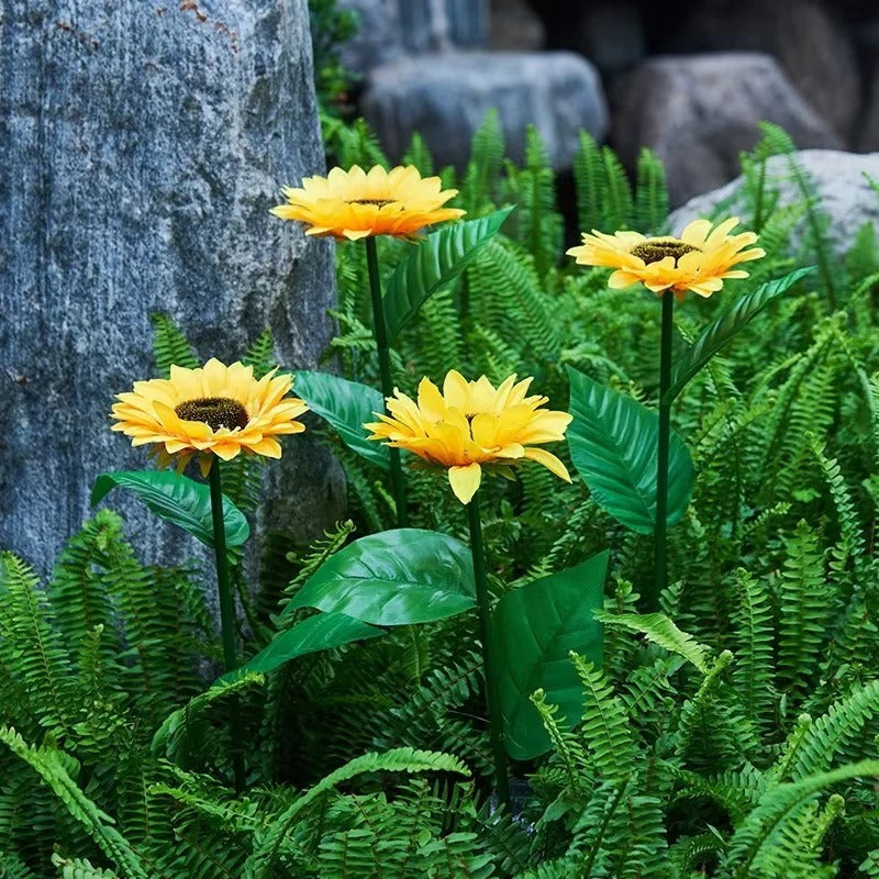 [Hometech] LED Sunflower Stake Lights with Solar Power for Garden Paths