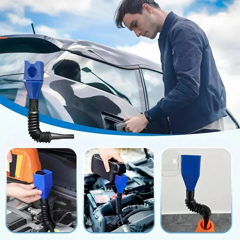 [Hometech] Flexible Hose Oil Funnel with Wide Mouth and Locking Clip