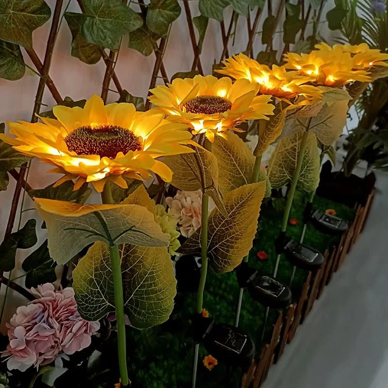 [Hometech] LED Sunflower Stake Lights with Solar Power for Garden Paths