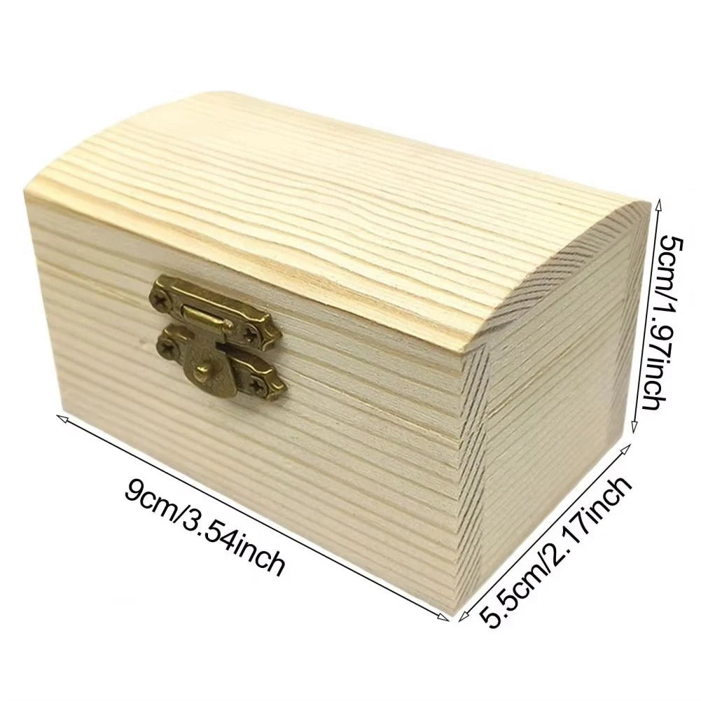 [Hometech] Pine Wood Treasure Chest with Hinged Lid and Locking Clasp for DIY Projects