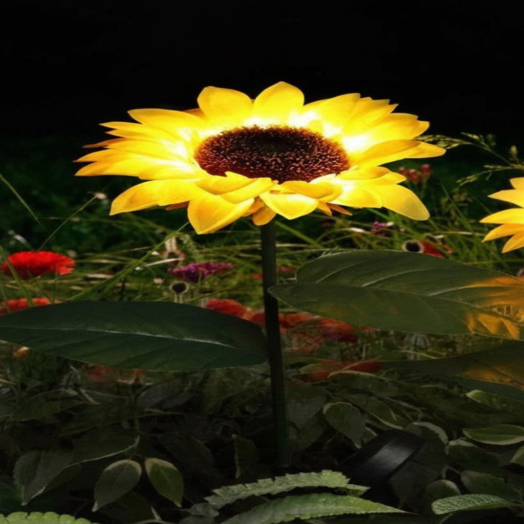 [Hometech] LED Sunflower Stake Lights with Solar Power for Garden Paths
