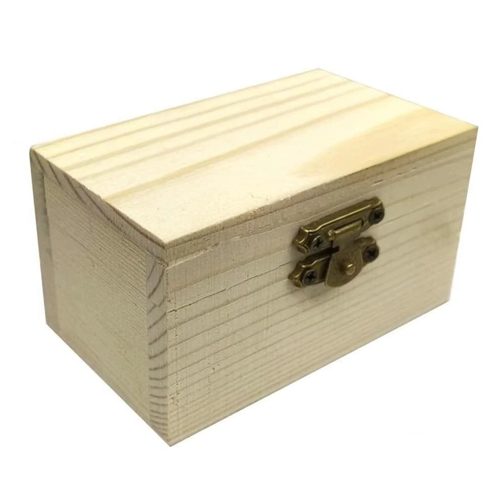[Hometech] Pine Wood Treasure Chest with Hinged Lid and Locking Clasp for DIY Projects