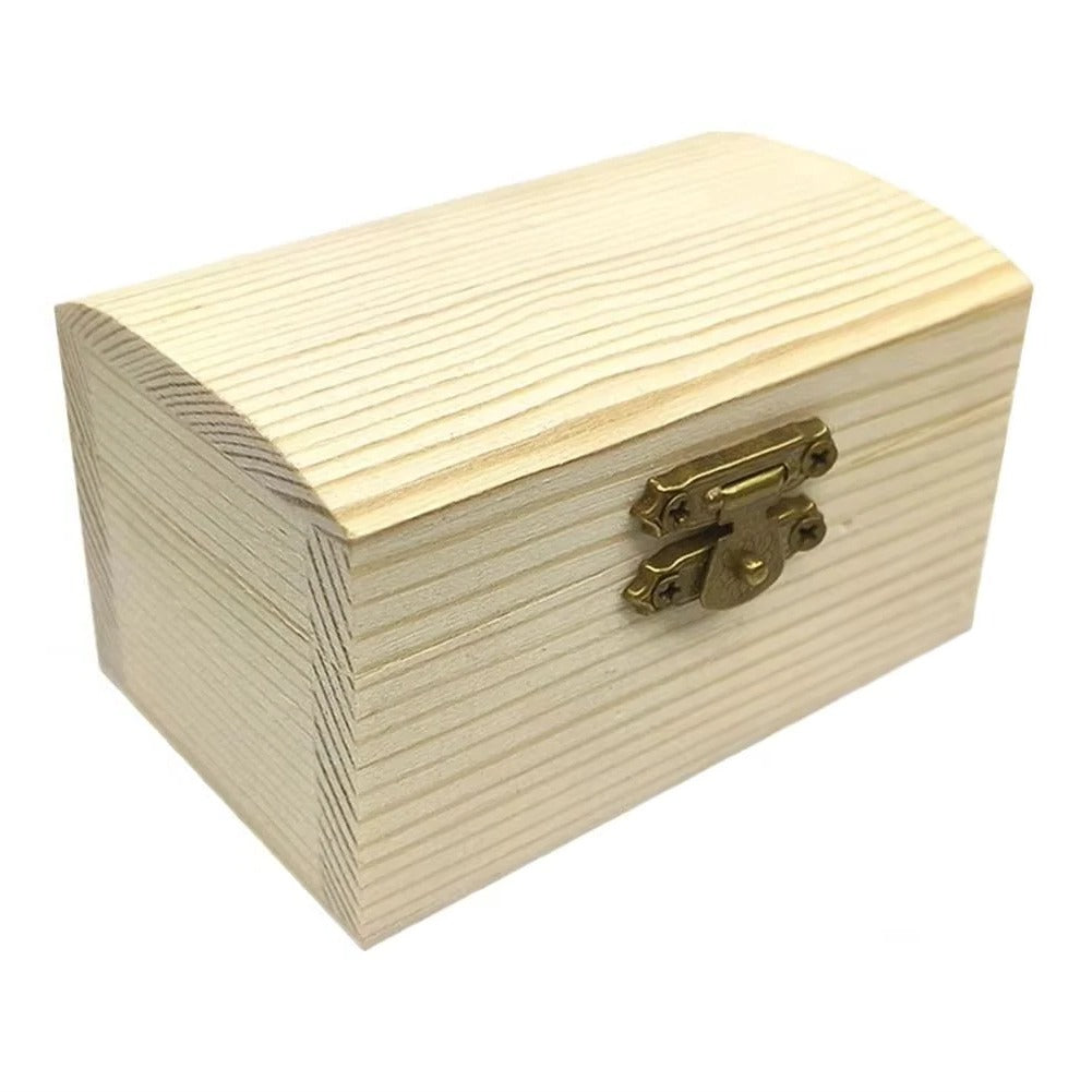 [Hometech] Pine Wood Treasure Chest with Hinged Lid and Locking Clasp for DIY Projects