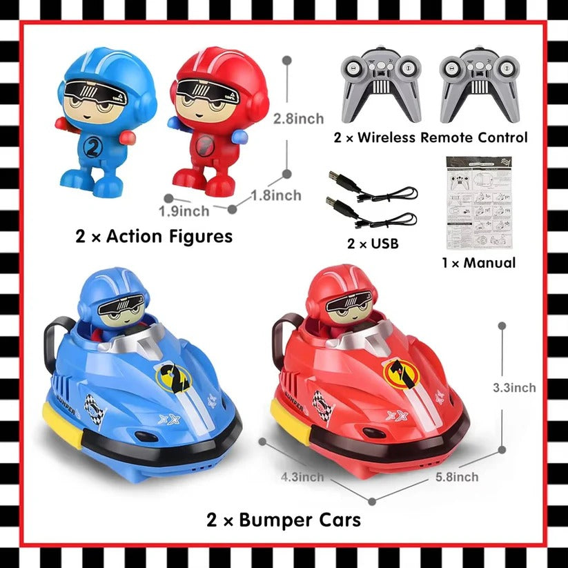 [Hometech] Remote Control Bumper Car Set with Eject Feature, 2 Pack for Kids