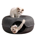 [Hometech] Round Donut Cat Bed with Plush Cushion