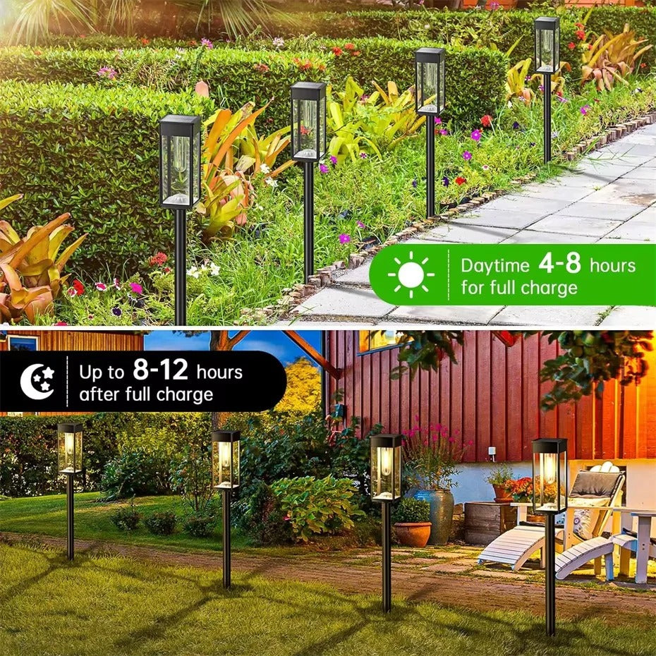 [Hometech] Solar Powered Path Lights for Outdoor Walkways, Set of 2