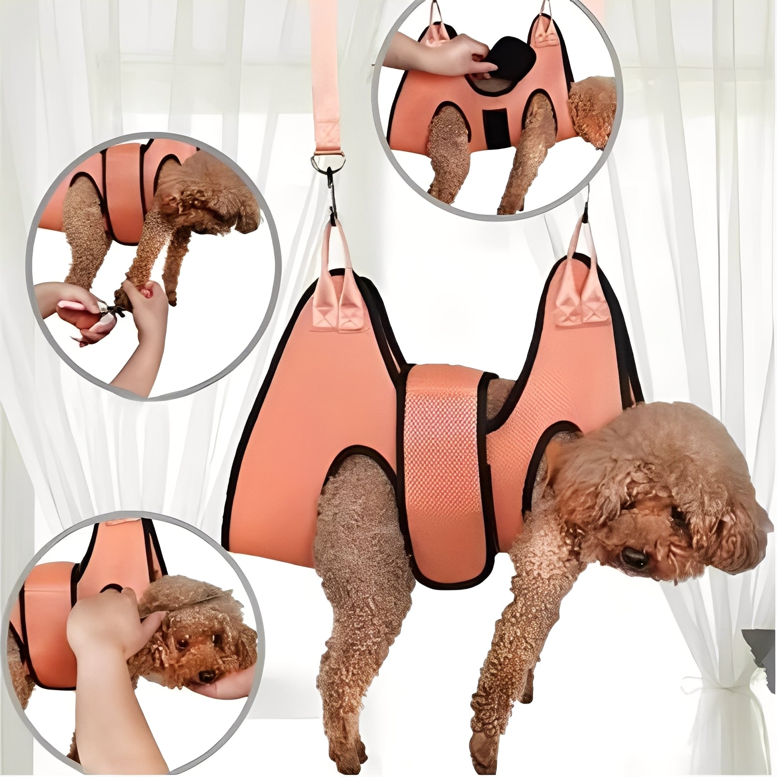 [Hometech] Fabric Grooming Hammock for Pets with Adjustable Straps