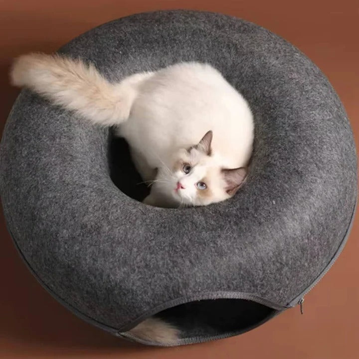 [Hometech] Round Donut Cat Bed with Plush Cushion
